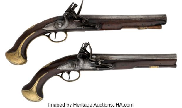 Johnny Depp "Captain Jack Sparrow" Photo-Matched Cased Pair of Hero English Flintlock Officer’s Pistols from Pirates of the Caribbean: At World’s End (Walt Disney, 2007). (Total: 2 Items) | Heritage