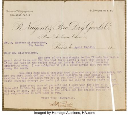 Archive of Titanic Survivor Spencer V. Silverthorne including Handwritten Account, Correspondence, and Family Ephemera (ca. 1850s-1960s). | Heritage