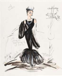 Breakfast at Tiffany’s (Paramount, 1961), Rare Audrey Hepburn "Holly Golightly" Costume Sketch for Dress from the Opening Sequence in Front of Tiffany’s by Edith Head. | Heritage