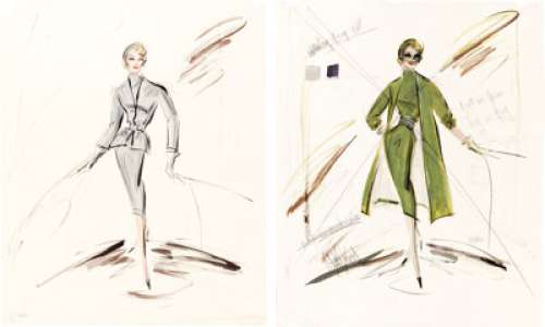 Witness for the Prosecution (Paramount, 1957), Marlene Dietrich "Christine Vole" Pair of Costume Sketches by Edith Head. (Total: 2 Items)