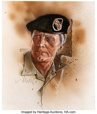 First Blood (Orion, 1982), Drew Struzan Poster Art for Kirk Douglas as "Trautman."