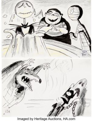Tim Burton’s The Nightmare Before Christmas Pair of Original Storyboard Drawings by Jørgen Klubien (Touchstone Pictures, 1993). (Total: 2 Items) | Heritage