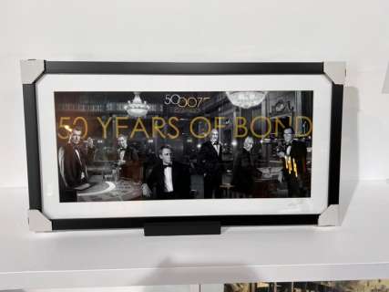 50 Years James Bond 007 Memories | 50 Years James Bond 007 Memories - Luxury Wooden Framed 80x40 cm - Limited Edition Nr 01 of 10 - Stamp editor on back | Catawiki