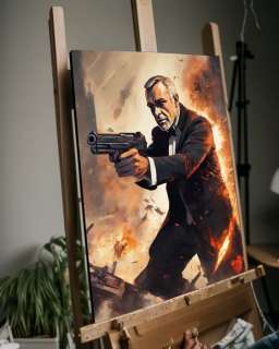 Canvas ready-to-hang - Sean Connery Rage - w/COA listed artist | Catawiki
