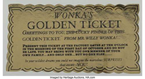 Assistant Director Wolfgang Glattes‘ screen used Golden Ticket from Willy Wonka & the Chocolate Factory....