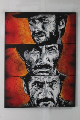 Clint Eastwood - Lee van Cleef - Eli wallach - The Good the Bad and the Ugly - Handpainted and - Portrait | Catawiki