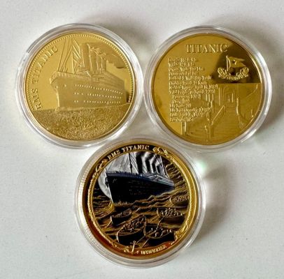 Themed collection - Commemorative 24K Gold Plated Collection of 3 Titanic Tragedy and White Star Line 1912 Legend, | Catawiki