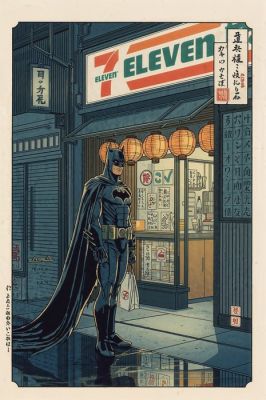 Batman - Hungry feeling at 7-Eleven - Batman - Signed and Numeroted 4/10 - Sato Hageshi | Catawiki