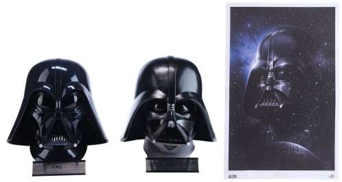 Star Wars Merchandise | Pair of EFX Darth Vader (David Prowse) Helmet Replicas with Art Print | Propstore