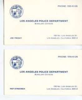 Lot of 2 Screen Used Dragnet Prop Business Cards | Piece of the Past