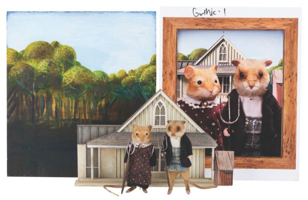 Lot 53 - A "Dinner for Schmucks" American Gothic Taxidermy Mice Diorama. | Van Eaton Galleries