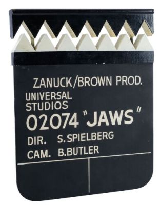 Jaws (1975) | Lot 222 : Shark Tooth Clapperboard | Propstore