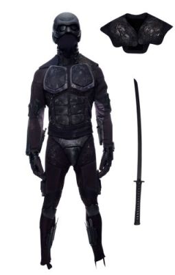 The Boys (T.V. Series, 2019-2026) | Lot 216: Black Noir’s Screen-Matched Stunt Shrapnel Costume with Plastic Stunt Katana | Propstore
