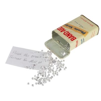BETTER CALL SAUL (T.V. SERIES, 2015-2022) - Lot #522 : Jimmy McGill‘s (Bob Odenkirk) "Gene Takavic" Bandage Tin of Diamonds with Ed "The Disappearer" Galbraith‘s (Robert Forster) "Hoover Max" Business Card
