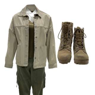 Lot #87: Snowpiercer Ruth Wardell (Played By Alison Wright) Screen Worn Button-Front Jacket, Short Sleeve T-Shirt, Zip-Front Pants & Lace-Up Boots Ep 405-408