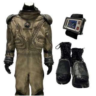 Snowpiercer Bennett Knox Screen Worn Stunt Double Breach Suit, Collar, Gloves, Lace-Up Boots & Breach Suit Monitor Ep 402 | VIP Fan Auctions