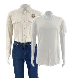 Eddington Joe (Joaquin Phoenix) Screen Worn Button-Up Shirt, Undershirt & Jeans Ch 11a Sc 105-109 | VIP Fan Auctions