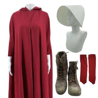 The Handmaid’s Tale Background Screen Worn Cloak, Dress, Bonnet, Sleevelets & Boots Ss Multiple | VIP Fan Auctions