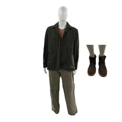 Lot 36: All of You Simon (Brett Goldstein) Screen Worn Boots, Coat, Pants, T-Shirt & Socks Ch 20 Sc 65-67 | VIP Fan Auctions