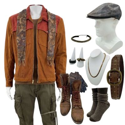 Lot 37: Play Dirty Grofield Screen Worn Stunt Double Jacket, Singlet, Trousers, Hat, Scarf, Socks, Gloves, Necklace, (2) Rings (1) Bracelet, Belt & Boots Ch 3 Sc A96-B128 | VIP Fan Auctions
