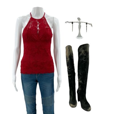 Lot 125: Fargo (2014-2024) Nikki Swango (Mary Elizabeth Winstead) Screen Worn Shirt, Pants, Earrings & Knee-High Boots Ep 305 | VIP Fan Auctions