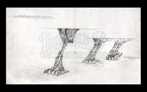 Harry Lange Auction | Hand-Drawn Space Ship Undercarriage with Retractable Pads | Propstore