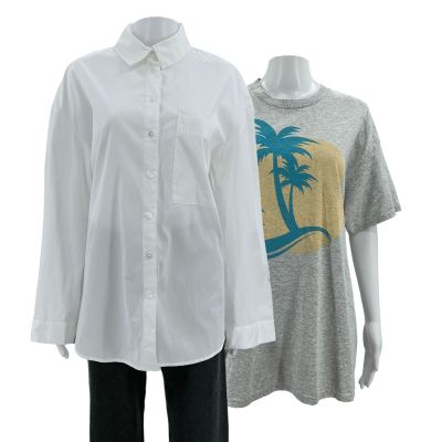 Lot 45: Mercy Nicole Raven Production Worn Button-Up Shirt, T-Shirt & Pants | VIP Fan Auctions