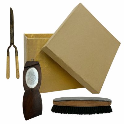 Lot 1: Wuthering Heights Cathy (Margot Robbie) Production Used Box, Curling Iron, Mirror & Hair Brush | VIP Fan Auctions