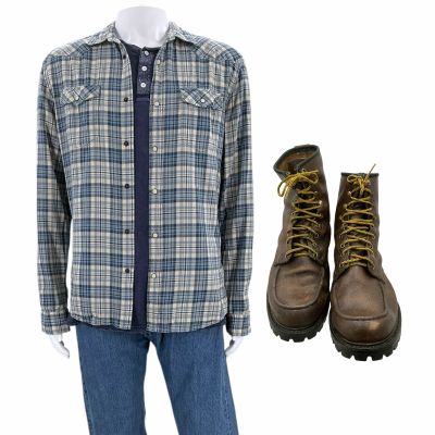 Lot 29: Poker Face Season 2 Russ Waddell (Simon Rex) Screen Worn Shirt, T-Shirt, Jeans & Boots Ch 2 Sc 15, 41 Ep 205 | VIP Fan Auctions
