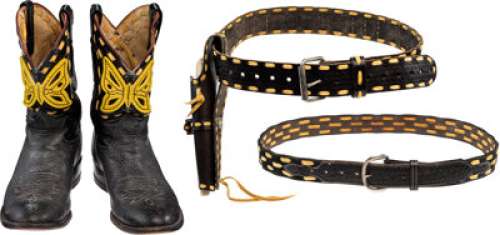 Hoot Gibson’s Custom Leather Boots, 2-Matching Belts, and a Holster (ca. 1940s-1950s). | Heritage
