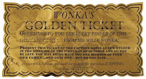 Original Golden Ticket from Willy Wonka and the Chocolate Factory. | Profiles in History