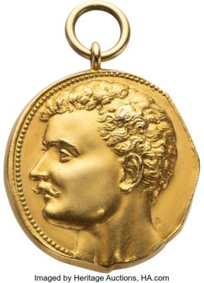 Gold Medallion Presented to and Inscribed for Sculptor Alan Beck by Bodybuilding Showman Eugen Sandow (Elkington & Co., 1901). | Heritage