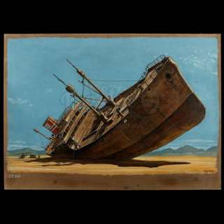 CLOSE ENCOUNTERS OF THE THIRD KIND (1977) - Lot 578 - Hand-Painted Ron Cobb Shipwreck Concept Illustration