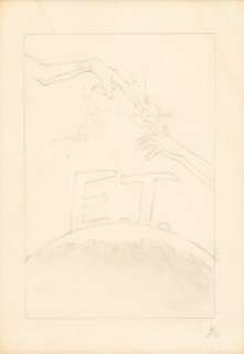 E.T. The Extra-Terrestrial (Universal, 1982), Original Preliminary Pencil Poster Artwork by John Alvin.