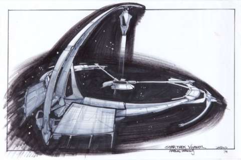 Lot 1382 - John Eaves art of Space Station for Star Trek Voyager