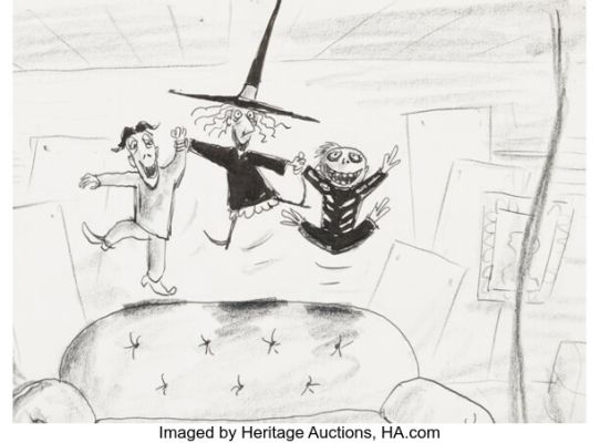 Tim Burton’s The Nightmare Before Christmas Storyboard Drawing Attributed to Jorgen Klubien Featuring Lock, Shock, and Barrel (Touchstone Pictures, 1993). | Heritage