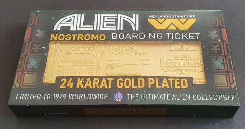 Alien | Alien - 24K Gold Plated Nostromo Boarding Ticket - Limited Edition - 1.979 Units - Licensed Product | Catawiki