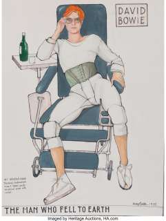 David Bowie "Thomas Newton" original costume sketch by May Routh from The Man Who Fell to Earth....