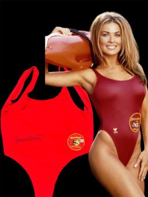 Baywatch - Official Merchandise Red bathing suit, signed by Carmen Electra (Lani McKenzie) - Beckett COA | Catawiki