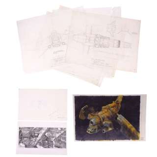 ALIEN RESURRECTION (1997) - Lot 32 - Set of Nine Hand-Drawn Carlyle Livingston II Betty Spaceship Blueprints and Other Production Artwork