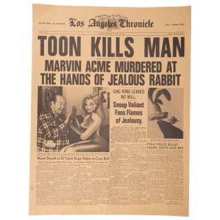 Who Framed Roger Rabbit (1988) | "Toon Kills Man" Los Angeles Chronicle Newspaper Cover | Propstore