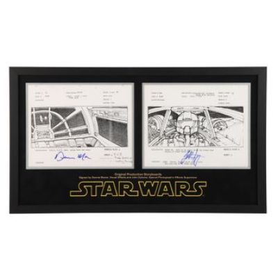 Star Wars: a New Hope | Pair of Original Production Storyboards Autographed by Dennis Muren and John Dykstra | Propstore (Buy Now)