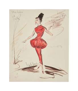Shirley MacLaine | "What A Way To Go!" Edith Head Signed Red Gown Costume Illustration | Julien’s