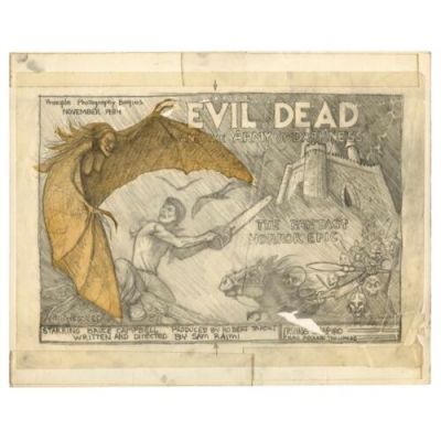 Evil Dead II (1987) | Hand-Drawn Tom Sullivan Advertisement Concept Art | Propstore