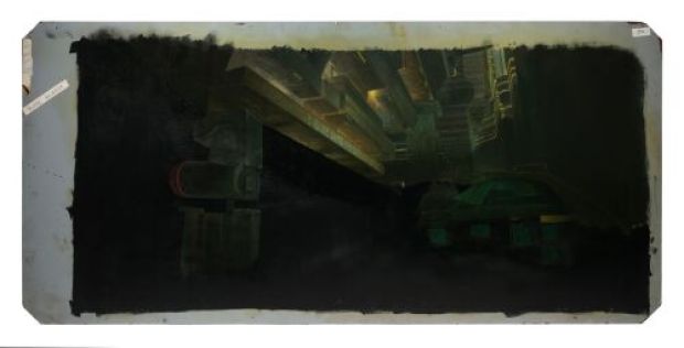 Blade Runner (1982) | Lot 75 : Matthew Yuricich Collection: Hand-Painted Matthew Yuricich City Street Matte Painting | Propstore