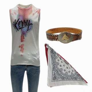 Lot #200: The Iron Claw Kerry Von Erich Jeremy Allen White Screen Worn Tank Top, Jeans, Belt & Bandanas Ch 10 Sc 66