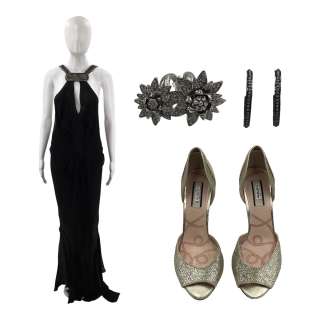 Saltburn Venetia Catton (Alison Oliver) Screen Worn Earrings, Dress, Double Ring & Heels Ch 2 Sc 73-75 | VIP Fan Auctions