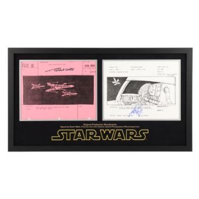STAR WARS: A NEW HOPE - Pair of Original Production Storyboards Autographed by Robert Watts and John Dykstra