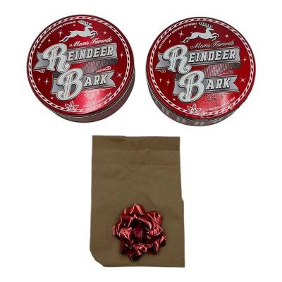 Lot 74: Oh What Fun Claire Clauster Screen Used 2 Piece Reindeer Bark Tin Set & Paper Gift Bag | VIP Fan Auctions