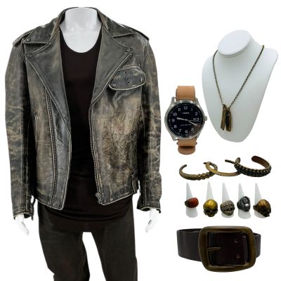Lot 155: The Wrecking Crew Jonny Hale Screen Worn Stunt Double Jacket, Singlet, Jeans, Belt W /Buckle Detachable, (3) Bracelets, (5) Rings, Watch & Necklace Ch 3 Sc Multiple | VIP Fan Auctions